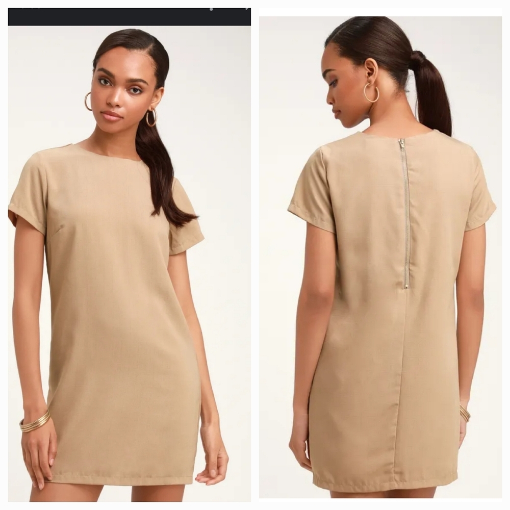 LULUS Beige Mini Length Dress